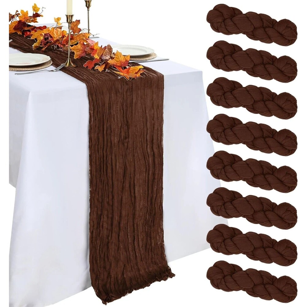 VARSS 6 Pack Brown Cheesecloth Table Runner 8-10FT Rustic Gauze Fabric - Picture 2 of 6